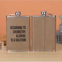 Flacon en cuir personnalisé de 8 oz avec logo, pour hommes, camping, s'adapte aux poches de veste, flacon à boisson étanche, flacon à whisky en métal