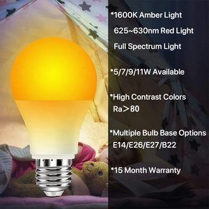 3 màu thay đổi 5W 7W <span class=keywords><strong>9W</strong></span> 11W E26 E27 B22 1600K hổ phách/Đỏ/quang phổ đầy đủ dẫn bóng đèn khỏe mạnh chiếu sáng dẫn bóng Đèn bán buôn cho nhà - Product Image 2