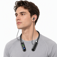 Écouteurs intra-auriculaires à tour de cou 5.4 avec indicateur de batterie LED, faible latence, son stéréo, basses puissantes, pour le gaming, la musique, la course en extérieur, IPX4