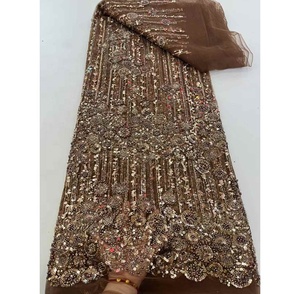 Tela de Tul con Cuentas y Encaje, para <span class=keywords><strong>Fiesta</strong></span>, Precio de Fábrica Italiana/China, Hermoso Vestido de Boda, Venta Directa para Confección de Ropa - Product Image 4