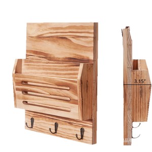 Wooden <b>Wall</b> <b>Mounted</b> Mail Rack Key Holder Organizer Rectangle Office Storage <b>Shelf</b> For Letters Keys Scissors Watch - Product Image 4