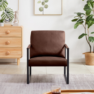 PVC Leather Iron Upholstered <b>Chair</b> with Extra Thick Padded Backrest and Seat Cushion Sofa <b>Chairs</b> for Lounge Living Room Office - Product Image 2