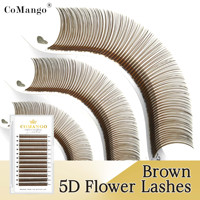 Cils individuels en éventail 5D à fleurs noires et brunes, faux cils de fée, extensions de cils volumineux 5D à fleurs