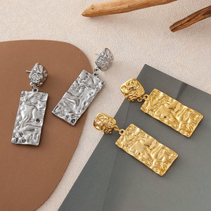 Custom Waterproof Elegant 316L Stainless Steel 14k 18k <b>Gold</b> Plated <b>Dangle</b> <b>Earrings</b> Fashion <b>Earring</b> Nuggets <b>Earrings</b> for Women - Product Image 1