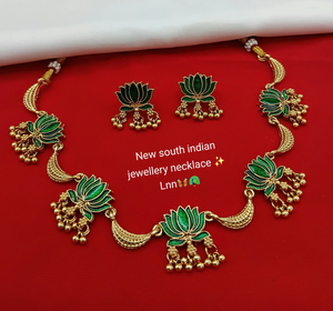 Ensemble de collier fini en or mat Minakari en cuivre avec ensemble de collier fait main conçu à la mode à vendre par les exportateurs - Product Image 1