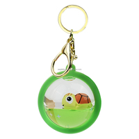Porte-clés tortue flottante mignonne en forme ronde avec figurine 3D à l'intérieur, accessoire pendentif pour sac à dos