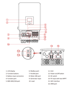 Cho deye 8KW ba pha lai biến tần 2MPPT điện áp thấp 240VAC On-Grid AC đánh giá đầu ra - Product Image 5