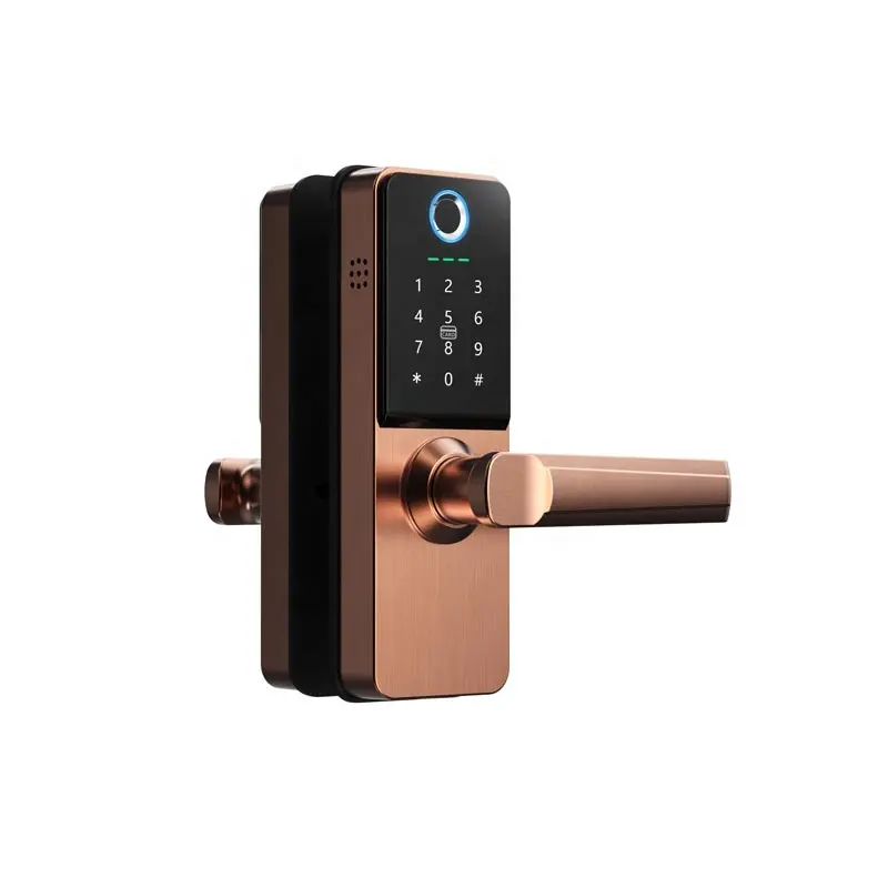 Waterproof Electric Rim Lock Card Fingerprint Smart Lock Silver AAA Steel Key Cylinder Stainless Battery Electronic Color Bronze