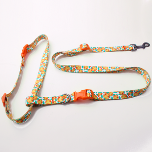 Conjunto de <span class=keywords><strong>collar</strong></span> y correa para perro con estampado personalizado al por mayor, tamaños ajustables con función de liberación rápida, manos libres, personalizado - Product Image 1