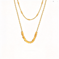 Collier Géométrique Double Couche pour Femme, Couleur Or, Style Vintage, Bijoux d'Été Superposés, Vente en Gros