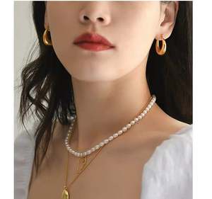 Latest Design Stainless Steel 18K Gold Plated Chunky <strong>Hoops</strong> Women <strong>Large</strong> Thick Big <strong>Hoop</strong> Earrings Gold - Product Image 4