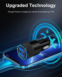 2in1 3.1A <b>USB</b>+<b>USB</b> <b>C</b> Metal Car Charger Aluminum Alloy Steel Gun 15W 18W Car Charger for Mobile Phone Car Charger - Product Image 4