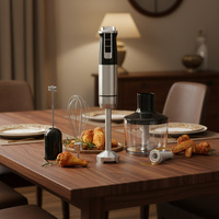Mixeur Plongeant Portable RSC Mini Automatique en Acier Inoxydable Rechargeable avec Cordon, Mixeur à Main Compact HB019