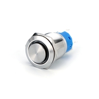Interrupteur à bouton-poussoir miniature LED modifié à courant élevé, étanche IP67, en acier inoxydable de 19 mm, à actionnement court et momentané