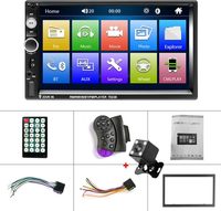 Pemutar MP5 Double DIN 7 Inci USB/AUX/TF HD Teleskopik Retractable Kapasitif Bluetooth Stereo Radio Kamera Mundur