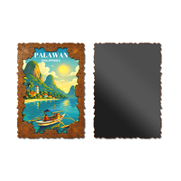 Développement de produits personnalisés Philippines Palawan Aimants de réfrigérateur en bois Vue sur la maison flottante de l'île Décoration exotique pour la maison