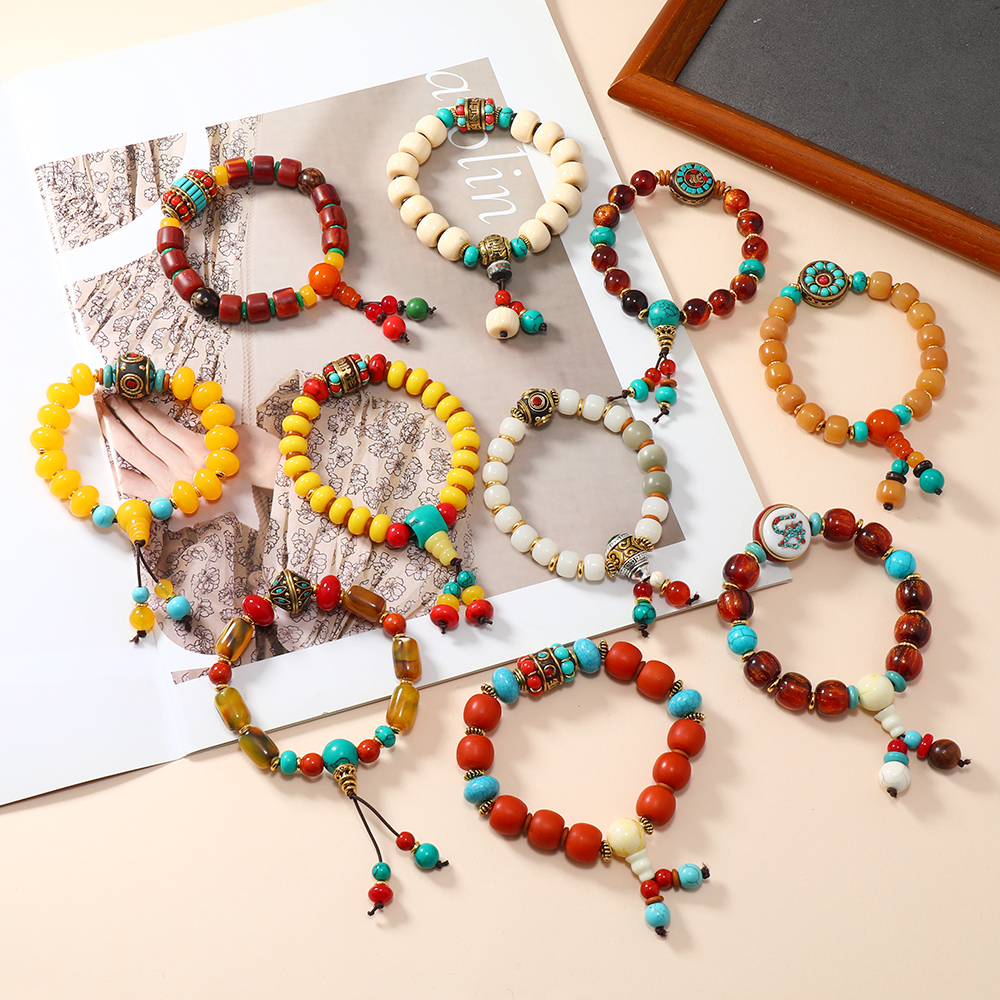 Handmade Tibetan Beaded Bracelet - Vintage Buddha Charm  display picture 3