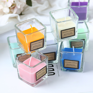 Glass Square Luxury Scented <strong>Candle</strong> Jar Essential Oil <strong>Aroma</strong> Aromatherapy <strong>Candles</strong> Scented <strong>Candles</strong> - Product Image 2