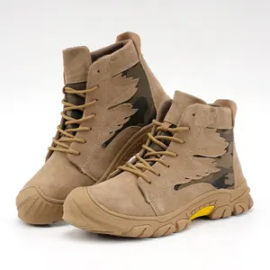Fabricant de bottes de sécurité en cuir Nubuck pour hommes, chaussures de protection légères et respirantes