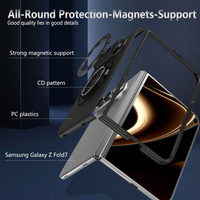 Étui magnétique pliable Skin Feel 360 °   Étui antichoc à couverture intégrale avec support rotatif et protection de caméra surélevée pour iPhone Duo 18 Fold