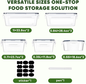 14-Piece PVC-Free BPA-Free Food-Grade Plastic Kitchen <strong>Set</strong> Leakproof Airtight Reusable Meal Prep &amp; Food Storage Containers <strong>Set</strong> - Product Image 2
