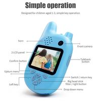 2in1 2.0 Inch IPS Layar Walkie Talkie Anak Mainan Elektronik Kamera HD Portabel Kartun