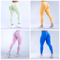 Leggings de yoga sans couture froncés, taille haute, effet push-up, longueur mollet pour femme