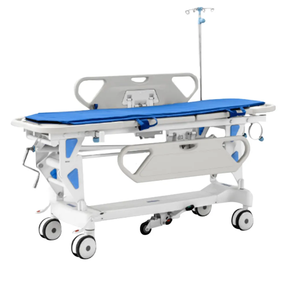 YFTC-J2B Factory Silent Wheel ABS Rail Manual Patient Transfer Stretcher Bed Hospital Furniture