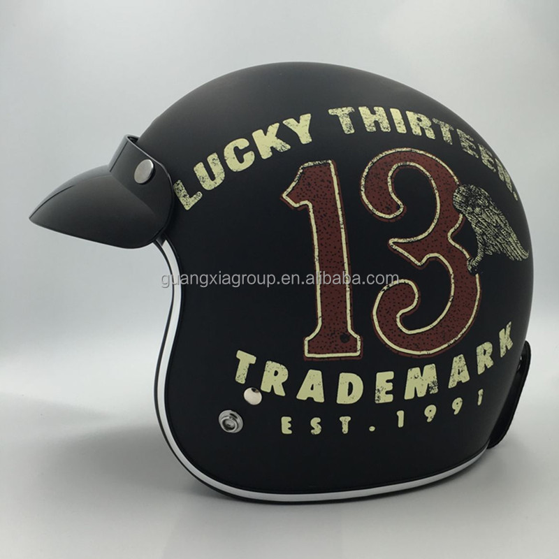Lucky Thirteen Vintage Motorcycle Helmet - Classic Half Face