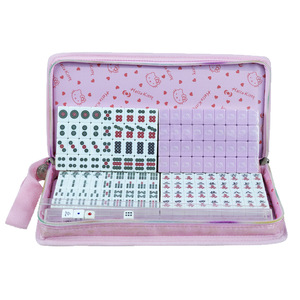 Ensemble de Mahjong miniature en mélamine personnalisé, ensemble de Mahjong de voyage en plein air, ensemble de Mahjong miniature avec chat de dessin animé, ensemble de Mahjong rose mignon - Product Image 3