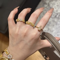 Bague de luxe française rétro jaune et blanche avec diamants irréguliers, ensemble de bagues palais entièrement serties de pierres précieuses colorées