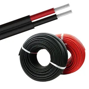 Câble solaire DC 4 mm2 6 mm2 10 mm2 10awg XLPO câble solaire PV en cuivre étamé câble d'alimentation fil rouge noir approbation TUV pour panneau solaire