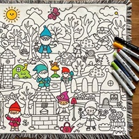Couverture à colorier soi-même pour enfants et adultes, couverture à personnaliser sans marqueurs acryliques, animaux, couverture à colorier soi-même, décoration intérieure