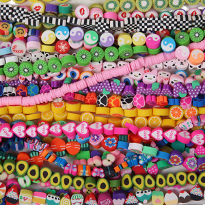 LY 100PCS/BAG Pink Clay Lovely Fruit Animal Pattern Polymer Clay Spacer Beads Irregular Shape Jewelry Making DIY Accessories