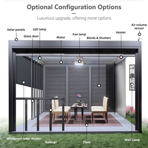 פרגולה ביו-קלימטית חשמלית לגינה, גזיבו אלומיניום עם גג מתכת עמיד למים ועם אפשרות להתקנת תריסים לפטיו למכירה - Product Image 5
