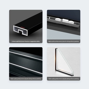 <span class=keywords><strong>Porte</strong></span> <span class=keywords><strong>coulissante</strong></span> en aluminium moderne avec système de glissière fluide, verre trempé de sécurité, cloison <span class=keywords><strong>intérieure</strong></span>, <span class=keywords><strong>isolation</strong></span> <span class=keywords><strong>phonique</strong></span> - Product Image 5