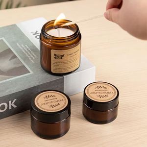 Bougie parfumée artisanale Aroma Sensation, senteur vanille et bois de santal, ambiance cosy, dans un bocal en verre ambré, pour une relaxation enivrante. - Product Image 3