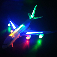 Mainan pesawat listrik untuk anak-anak, mainan pesawat terbang plastik warna-warni ukuran 45cm, Bump roda Universal dan Go Airbus A380
