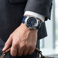 Montre classique à quartz pour homme ORINO, mouvement à aiguilles, bracelet en cuir de crocodile de 20 mm, boîtier en acier inoxydable - Montre de bureau