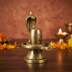 Premium Quality Handmade Brass <b>Shivling</b> 4 Intricately Designed Animal Pattern Sculpture at Bulk Price from India - Product Image 4