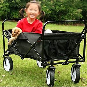 Chariot de camping portable pliable d'extérieur, chariot utilitaire à 4 roues avec poignée réglable, capacité de charge de 100 kg, noir - Product Image 3
