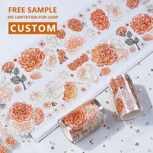 Personalizado fazer DIY claro planejador decorativo scrapbook flor floral pet shell levantada holográfica folha washi fita