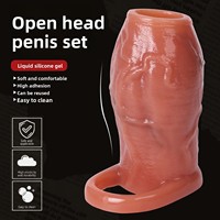 Manchon pénien en silicone creux de grande taille pour adulte, à commande manuelle, pour l'augmentation de la longueur et de la circonférence, type Monster Dildo