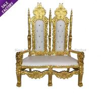 Nouveauté, canapé de luxe doré pour événements, mariages, fêtes, trônes, chaises pour la mariée et le marié, canapé en acier inoxydable doré avec dossier en forme de cœur