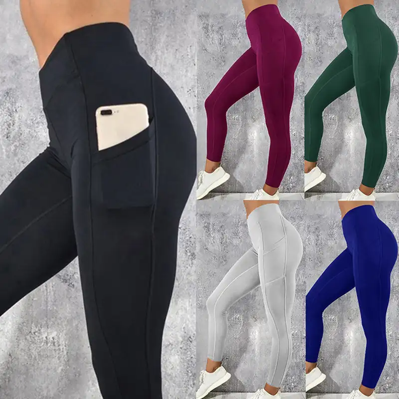2022 Plus Size Fitness Sports Pants Workout Seamless Women Yoga Leggings With Pocket