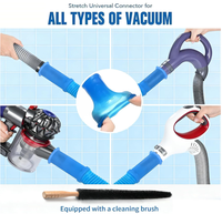 Kit de nettoyage universel pour conduit d'aération de sèche-linge, compatible avec tous les aspirateurs, comprend un adaptateur de brosse pour tuyau d'aspiration et une brosse anti-peluches (bleu clair)