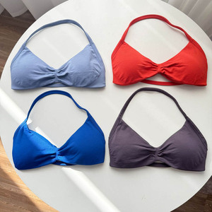 SHINBENE <strong>Halter</strong> <strong>Neck</strong> Backless Workout Front Scrunch Strappy Yoga Gym Training Seamless Sports <strong>Bra</strong> for Women - Product Image 3