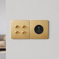 Interruptor de Luz de Lujo Dorado Retro con Palanca, 1/2/3/4 Vías, 2 Modos, USB, Panel de Acero Inoxidable Europeo, Enchufe de Pared para Casa y Hotel