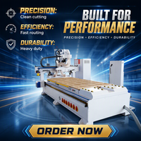 Routeur CNC avec table 1300x2800mm, châssis en acier 2.2T, aspiration 7.5KW et broches 6KW pour le nesting de meubles