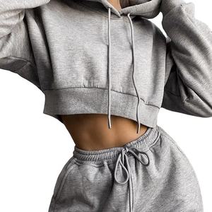 Womens Blank Oversized <strong>Cropped</strong> 100% Cotton Hoodie Heavyweight Streetwear Long Sleeve <strong>White</strong> Crop Top Pullover <strong>Sweatshirt</strong> - Product Image 4